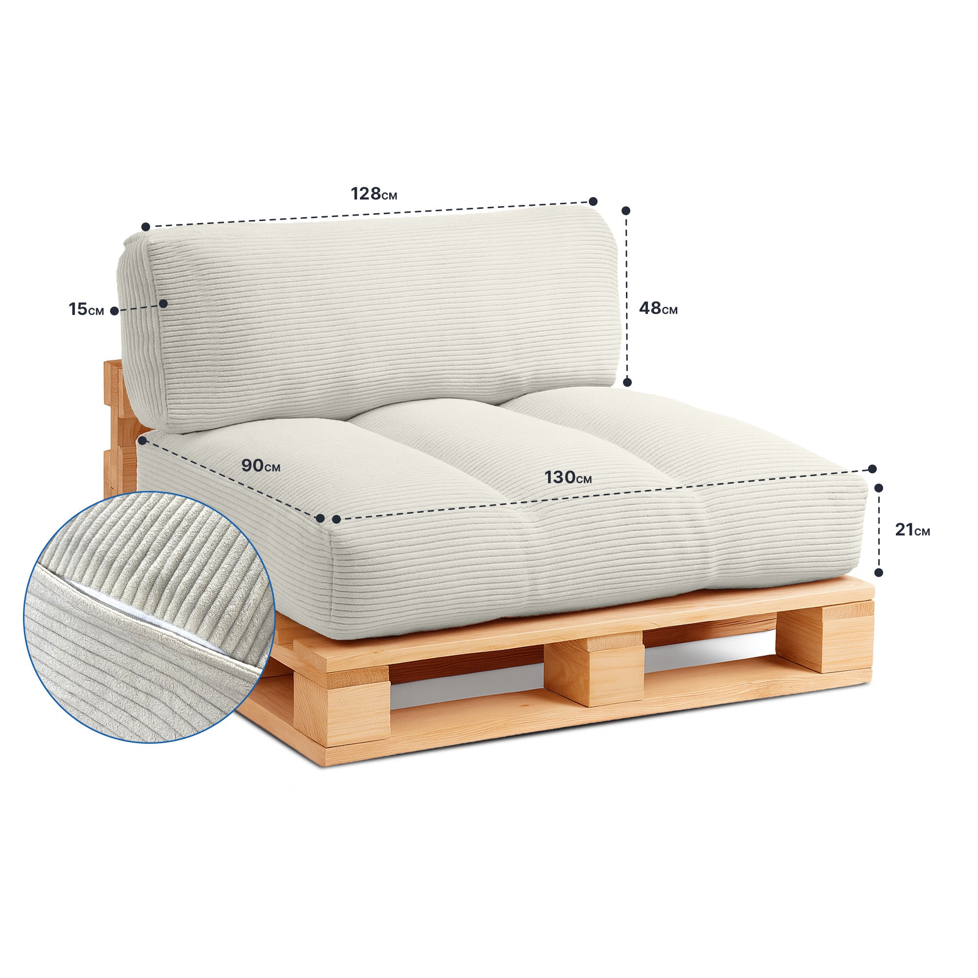 Palettenkissen Cord – Sitzkissen für Europaletten