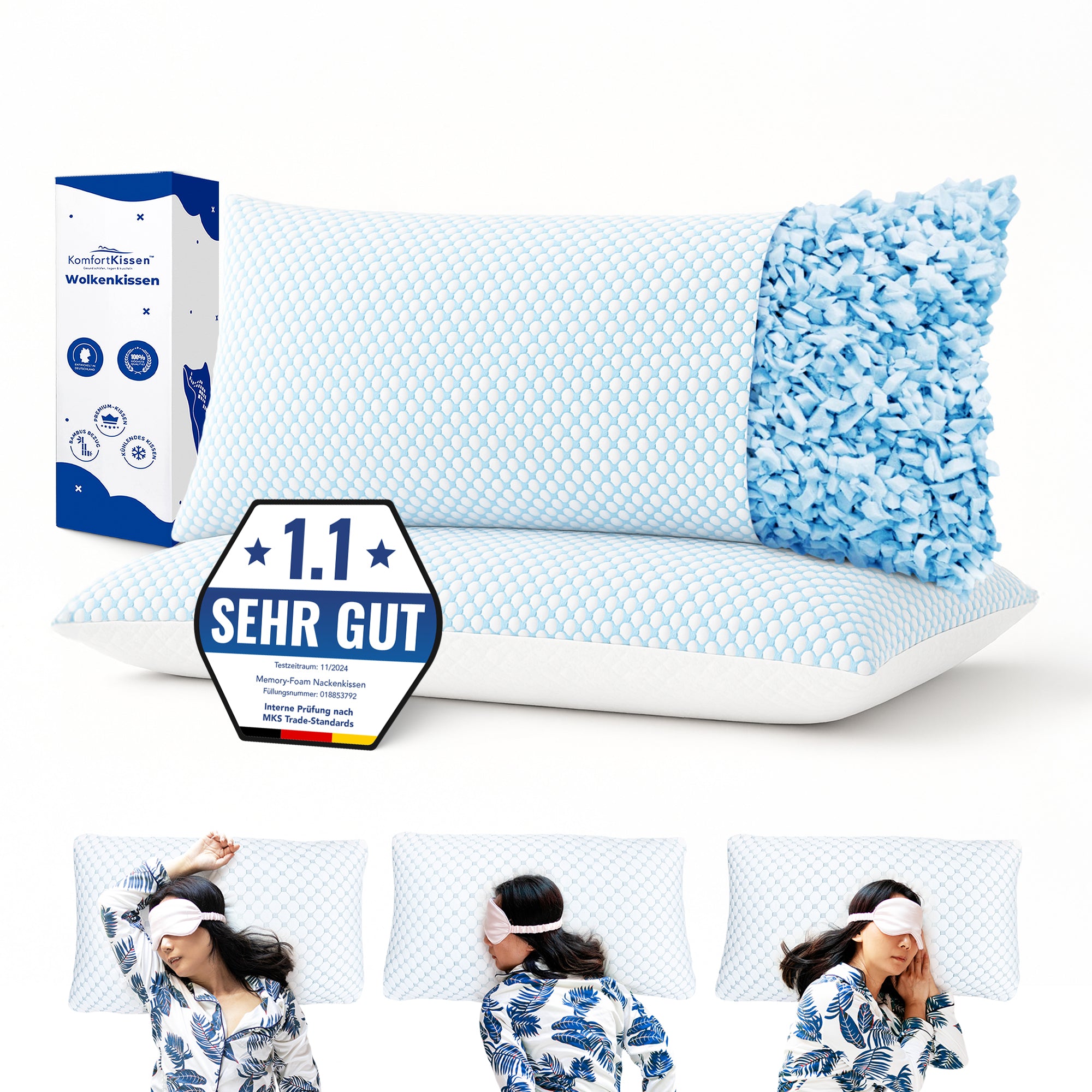 Ergonomisches weiches Kissen für Rücken-, Seiten- und Bauchschläfer