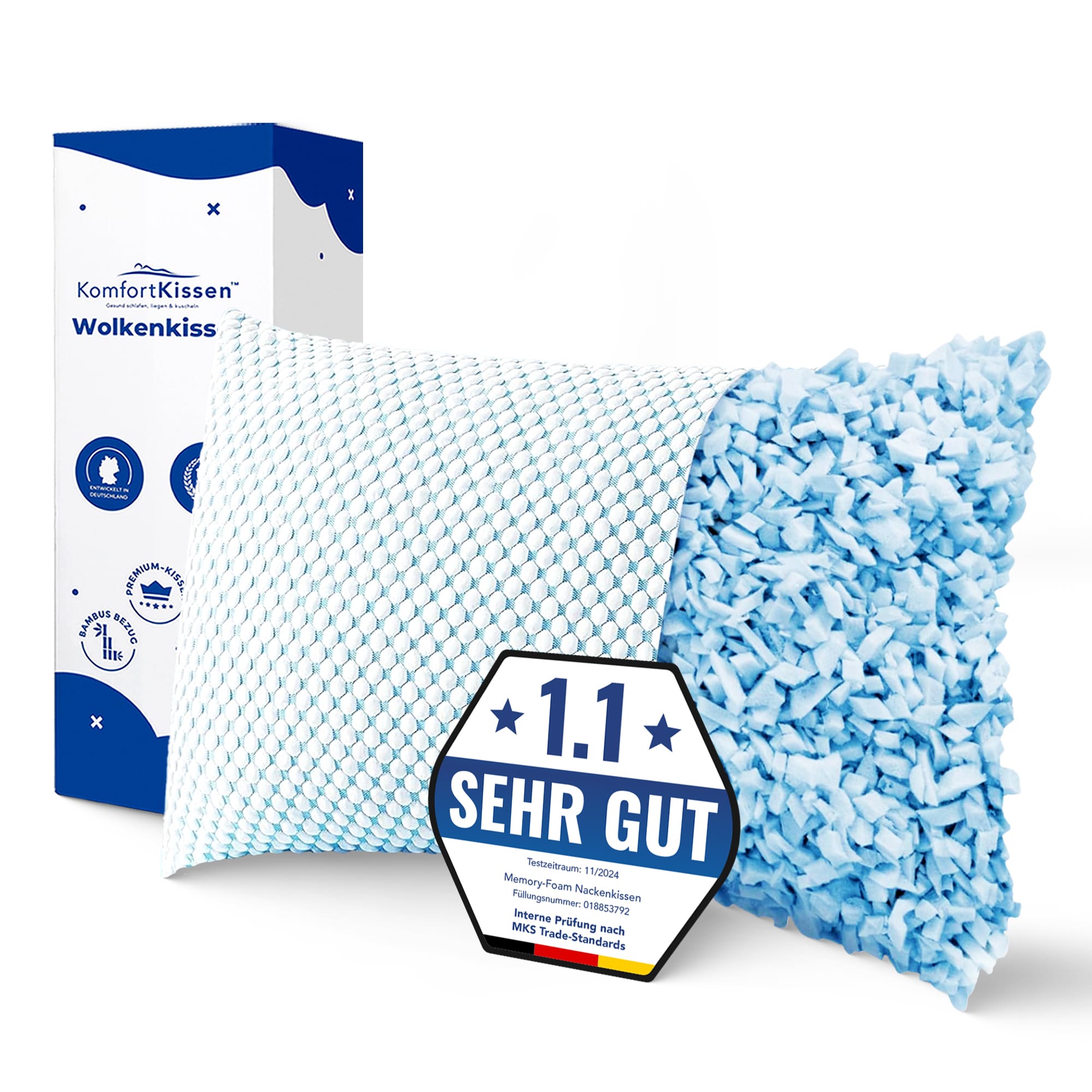 Wolkenkissen - Premium Memory Foam Kissen - Höhenverstellbares