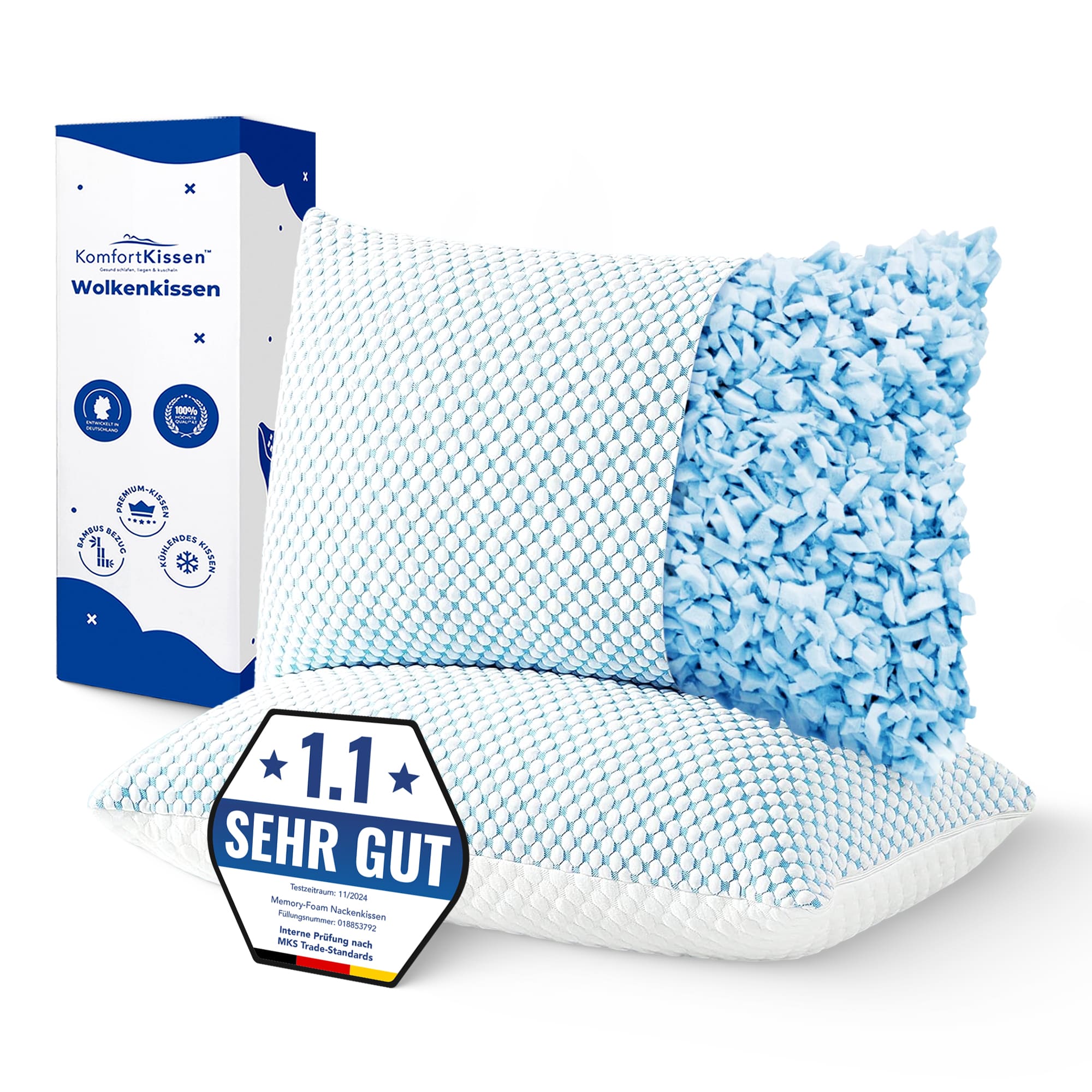 Wolkenkissen - Premium Memory Foam Kissen - Höhenverstellbares