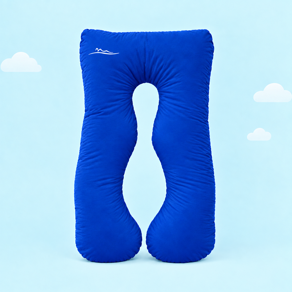 KomfortKissen Premium – ergonomisches U-förmiges Körperkissen 150x100 cm – Blau (Blue)