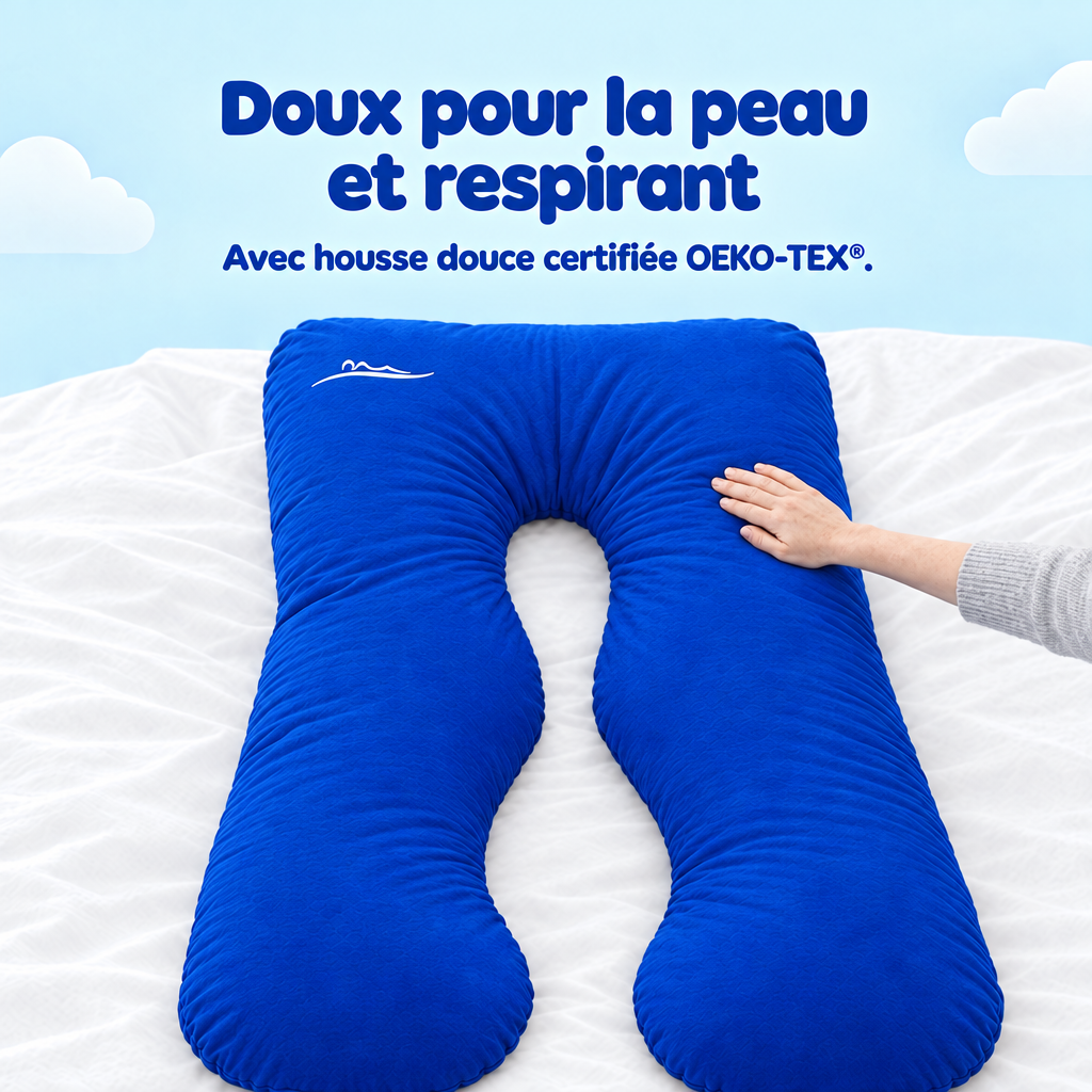 Doux pour la peau et respirant – avec housse douce certifiée OEKO-TEX – Blau (Blue)